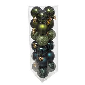 Коледни топки atmosphera Colorama de Noël, Комплект 18 броя, Рециклиран PS, Маслинено зелено, 3 cm