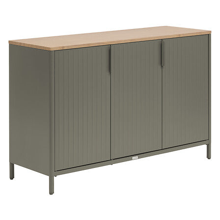 Outdoor sideboard 3 doors Ironia galvanized steel laurel linen