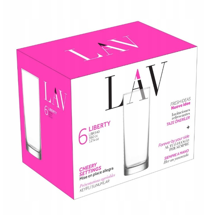 Сет чаши за сок LAV Liberty, 360 мл, 6 бр