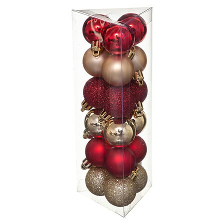 Коледни топки atmosphera Colorama de Noël, Комплект 18 бр., Червено и злато, 3 cm
