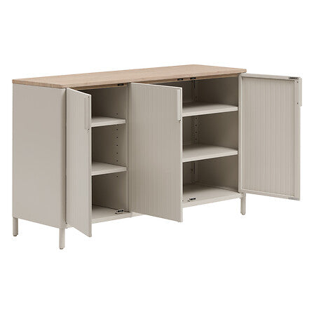 Outdoor sideboard 3 doors Ironia galvanized steel coffee linen