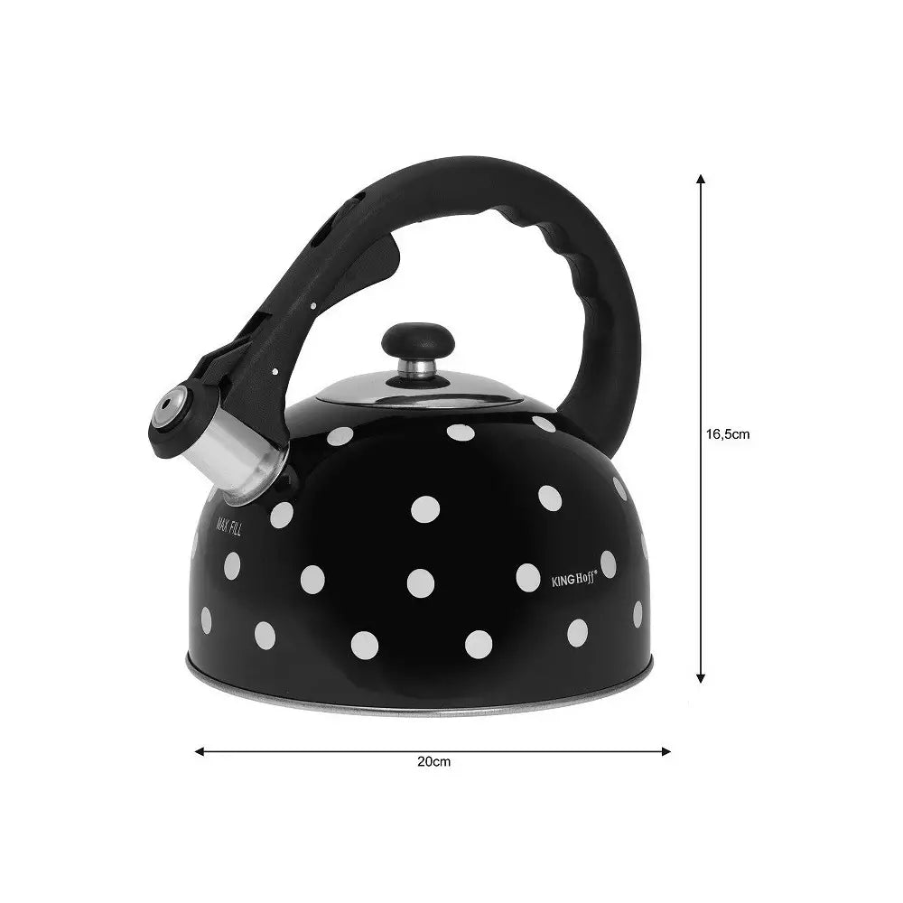 Sípoló teáskanna KingHoff 1051, 2,6 L, Fekete
