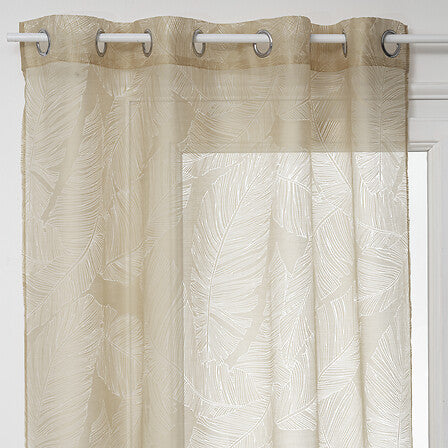 Dévo leaf sheer curtains 140 x 240 cm linen-coloured