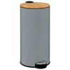 Кош за боклук 5five Modern Color, Метал и бамбук, Педал, 30L, Светлосив