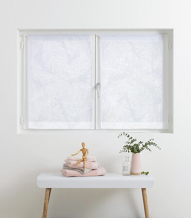 Set of 2 leaf sheer curtains 60 x 90 cm white