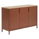 Outdoor sideboard 3 doors Ironia galvanized steel mahogany honey