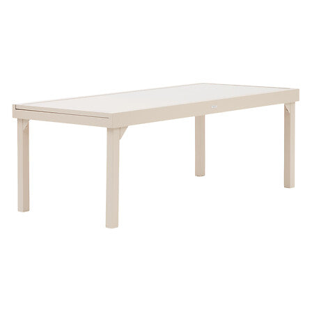Piazza extendable table 12 seats tempered glass cream clay