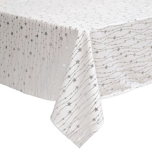 Velvet tablecloth with star pattern 140 x 240 cm, silver