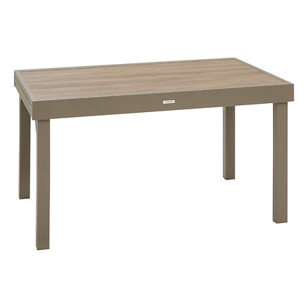 Piazza sliding extension extendable table 10 seats glass printed truffle coffee