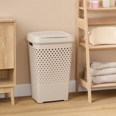 Кош за пране 5five, Полипропилен, 70L, Бежов