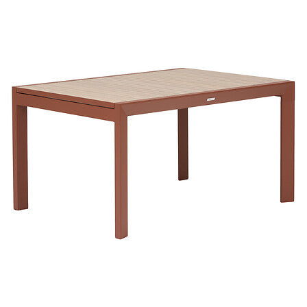 Sliding extendable table Evasion 10 seats aluminium printed linen mahogany