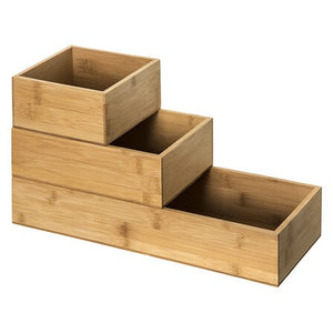 Комплект 3 бамбукови органайзера 5five Tidy Smart, Изтеглящи се, Бежови