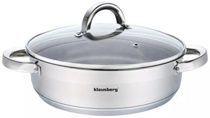 Klausberg 7173 fedeles serpenyő, 26 cm, 4,6 liter, vastag alj, rozsdamentes acél