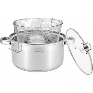 Тенджера KingHoff 1630 с капак и фритюрник, Инокс, 5.5L, 24 cm