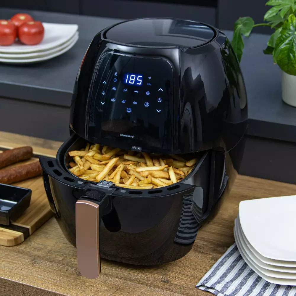 Forrólevegős fritőz Klausberg 7572, 7,7L, Fekete